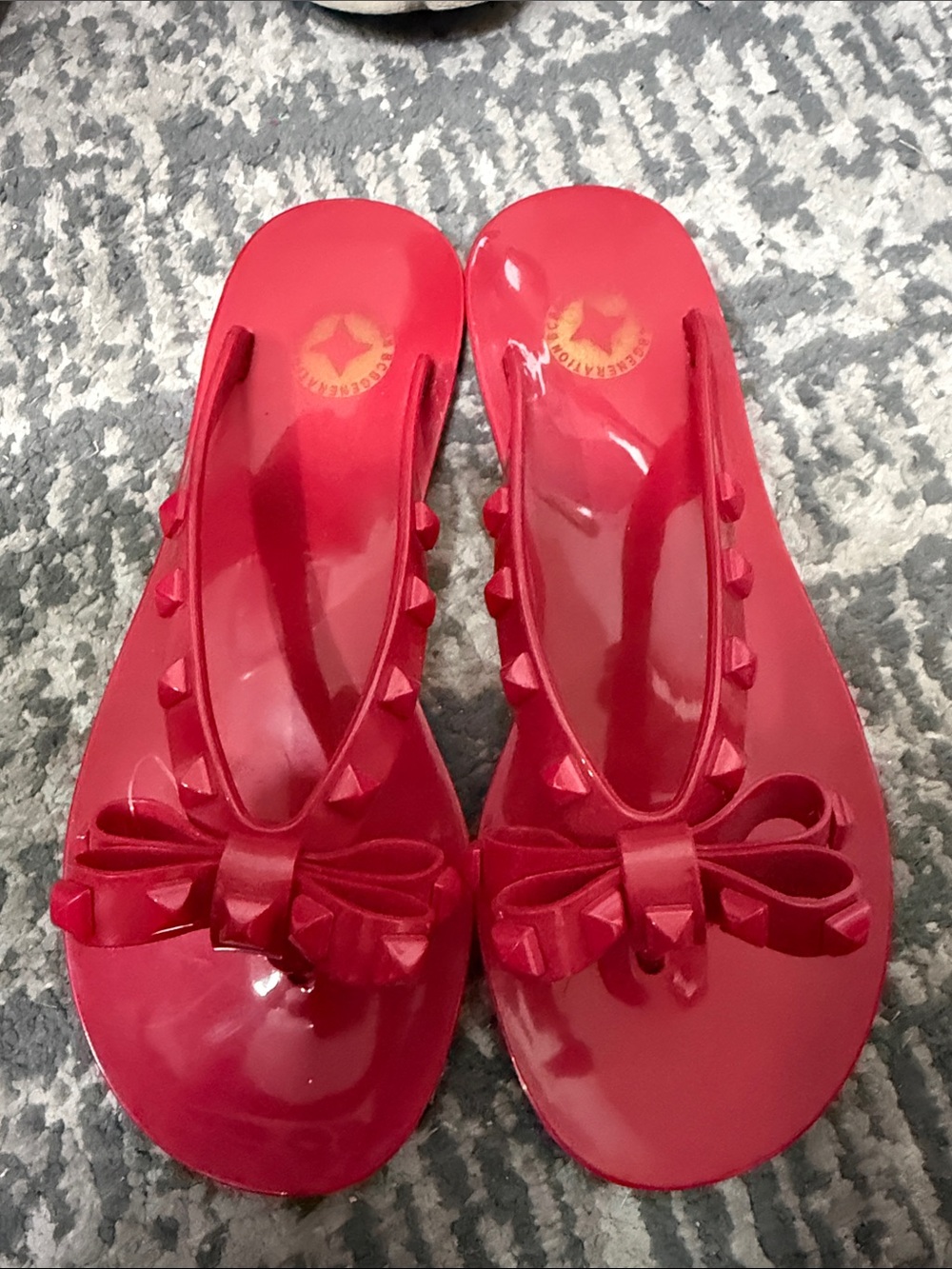 BCBG Red Bow Jelly Slide Sandals for Women